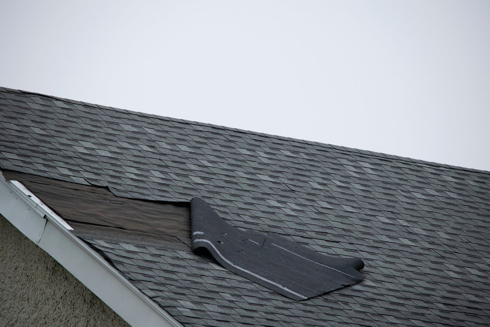 A shingled roof installation.